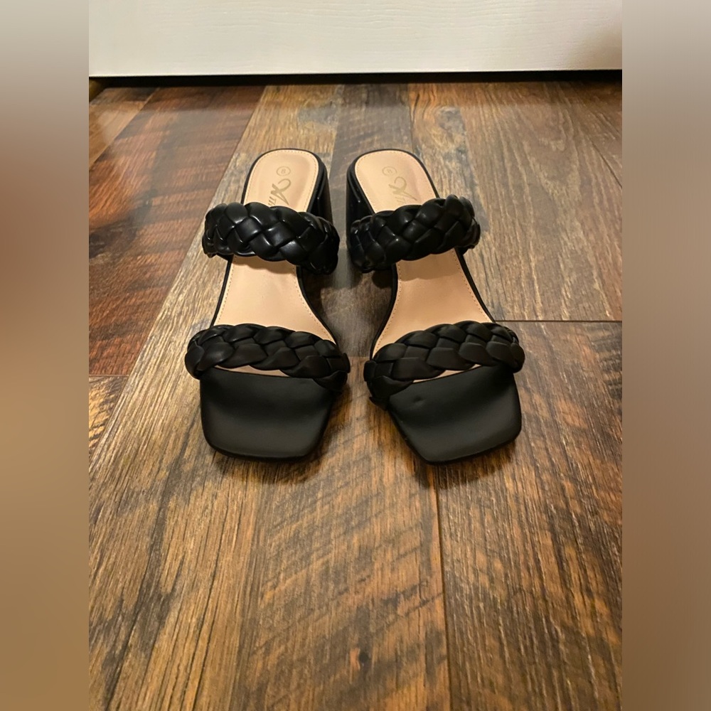 Athlefit | Braided Heeled Sandal | Black | Size 8